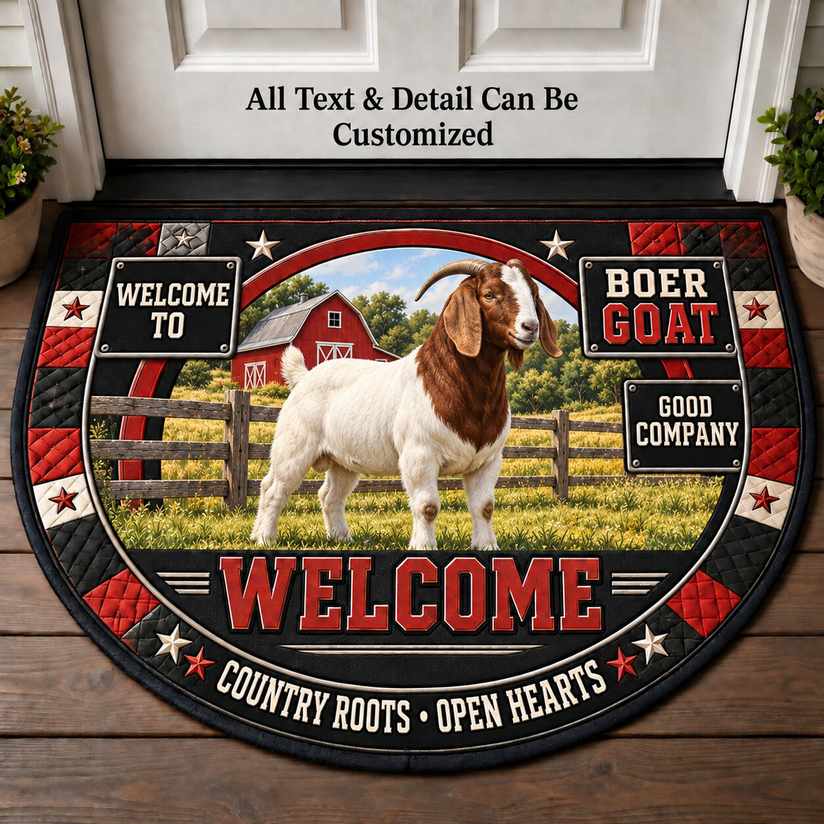 Boer Goat Personalized Half Round Mat | 5To9Vibe