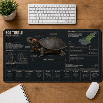 Bog Turtle Turtle and Tortoise Species Guide Desk Mat | 5To9Vibe