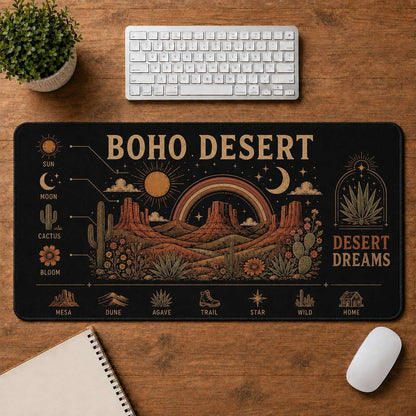 Western Boho Hippie Desk Mat Mouse Pad | 5To9Vibe - Boho Desert style