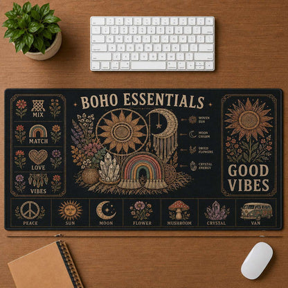 Groovy Essentials Hippie Desk Mat Mouse Pad | 5To9Vibe - Boho Essentials style