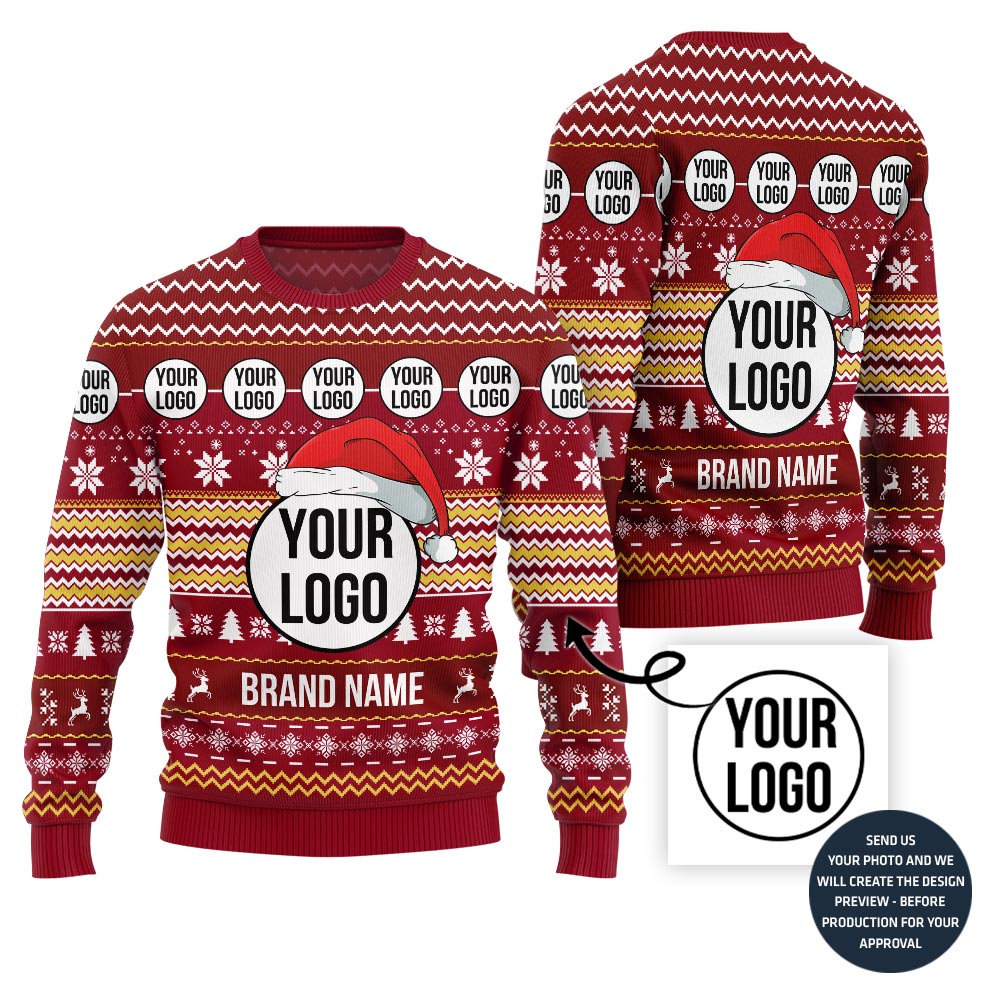 Bold Custom Logo For Company Christmas Sweater