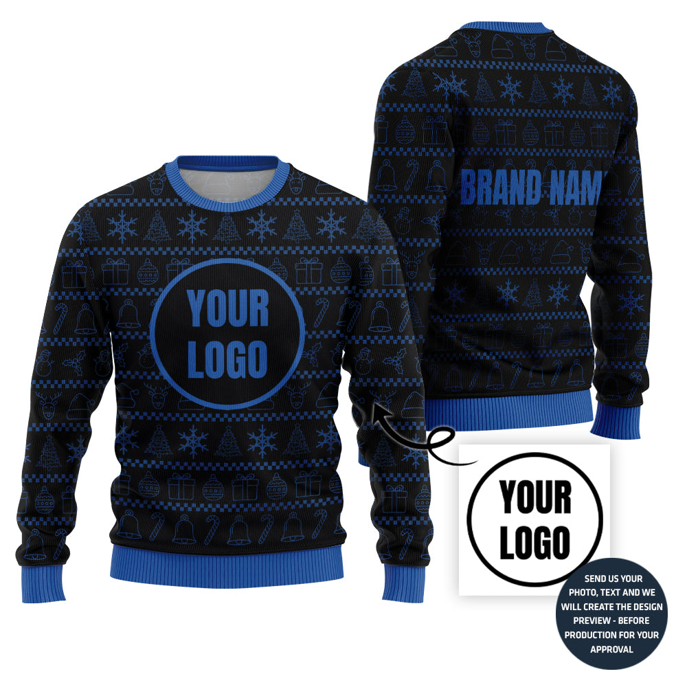 Bold Custom Logo Holiday Sweater For Groups