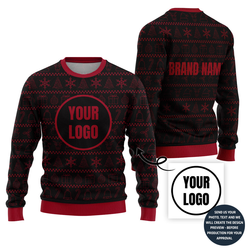 Bold Custom Logo Holiday Sweater For Groups