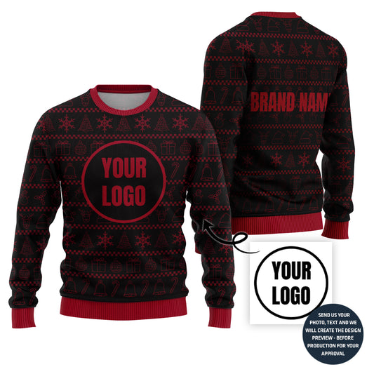 Bold Custom Logo Holiday Sweater For Groups