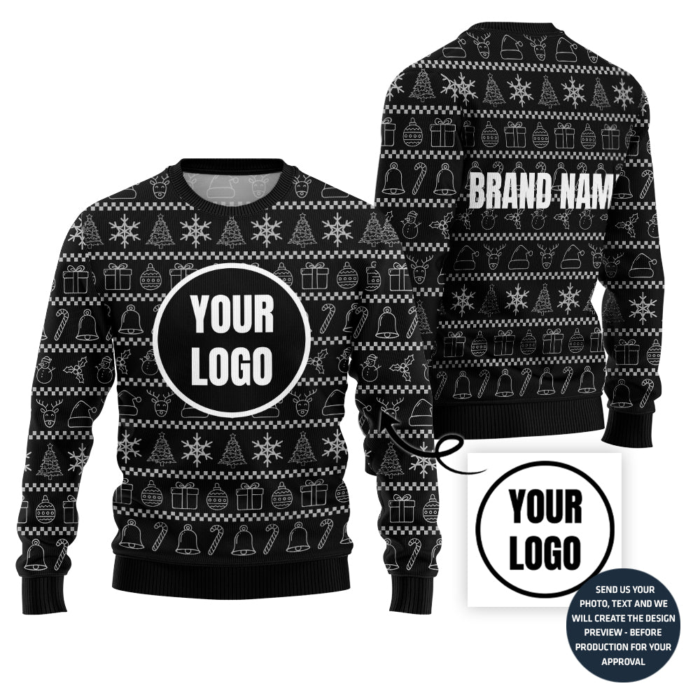 Bold Custom Logo Holiday Sweater For Groups