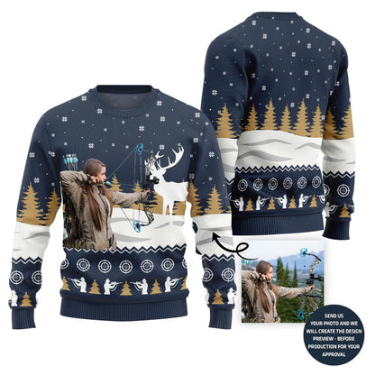 Bold Custom Picture Ugly Xmas Sweater For Hunting Women