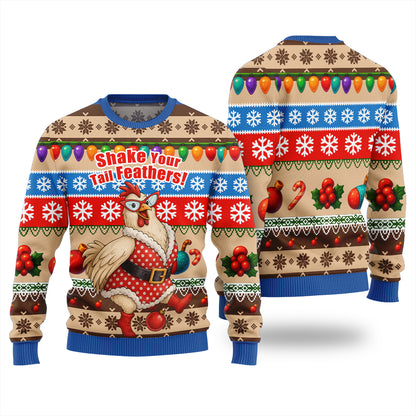 Bold Farmyard Dancing Chicken Ugly Christmas Sweater