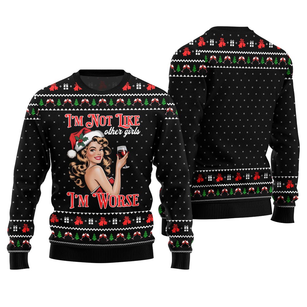 Bold Holiday Sip Queen Ugly Christmas Sweater