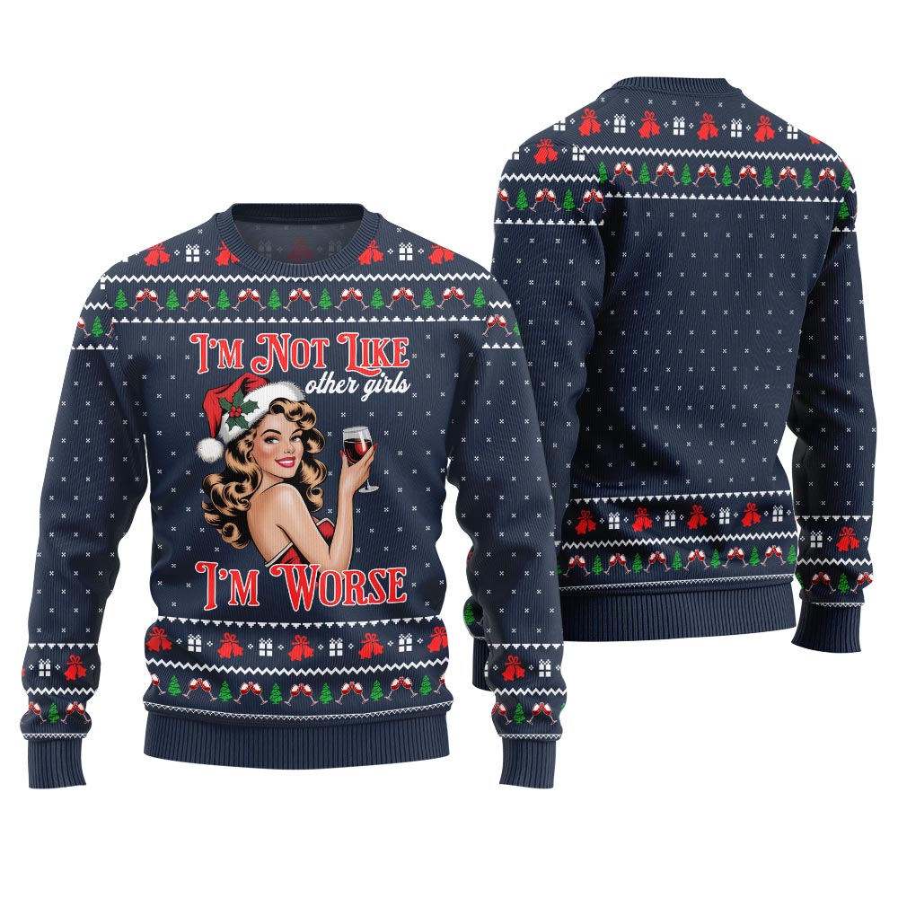 Bold Holiday Sip Queen Ugly Christmas Sweater