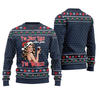 Bold Holiday Sip Queen Ugly Christmas Sweater
