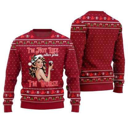 Bold Holiday Sip Queen Ugly Christmas Sweater