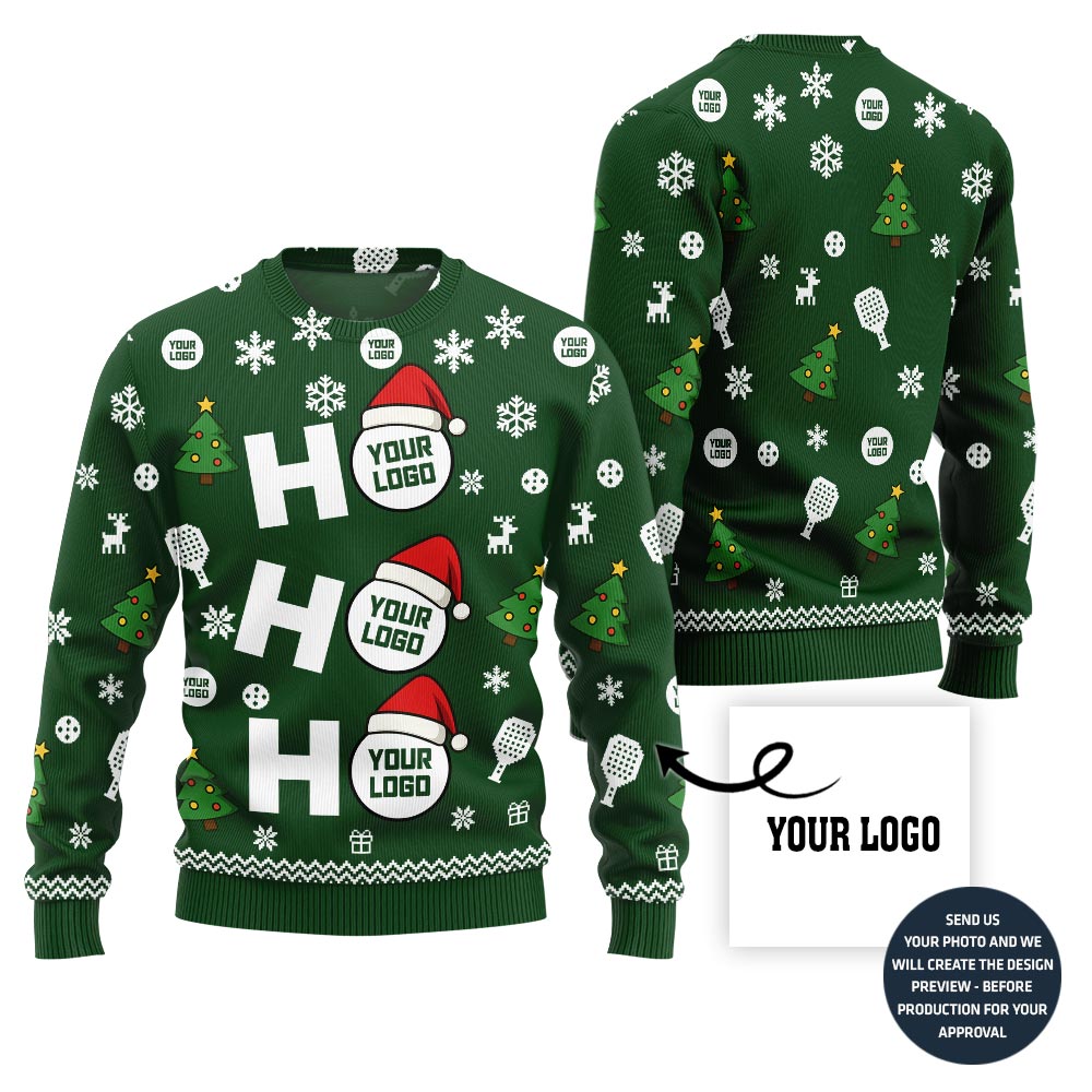 Bold Paddle Power Custom Logo Pickleball Ugly Christmas Sweater