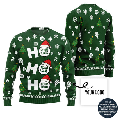 Bold Paddle Power Custom Logo Pickleball Ugly Christmas Sweater