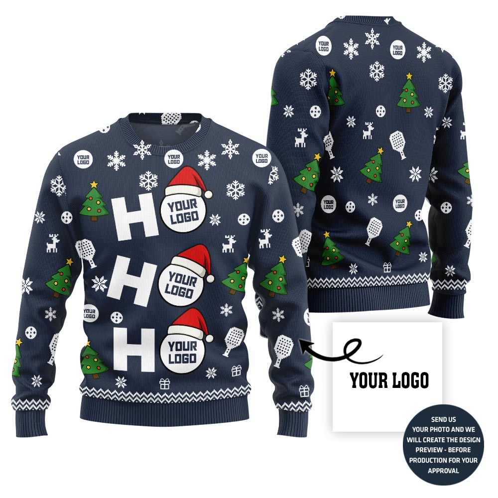 Bold Paddle Power Custom Logo Pickleball Ugly Christmas Sweater