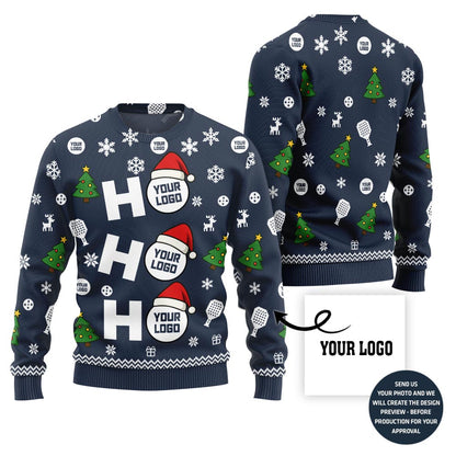 Bold Paddle Power Custom Logo Pickleball Ugly Christmas Sweater