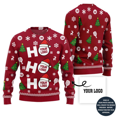 Bold Paddle Power Custom Logo Pickleball Ugly Christmas Sweater