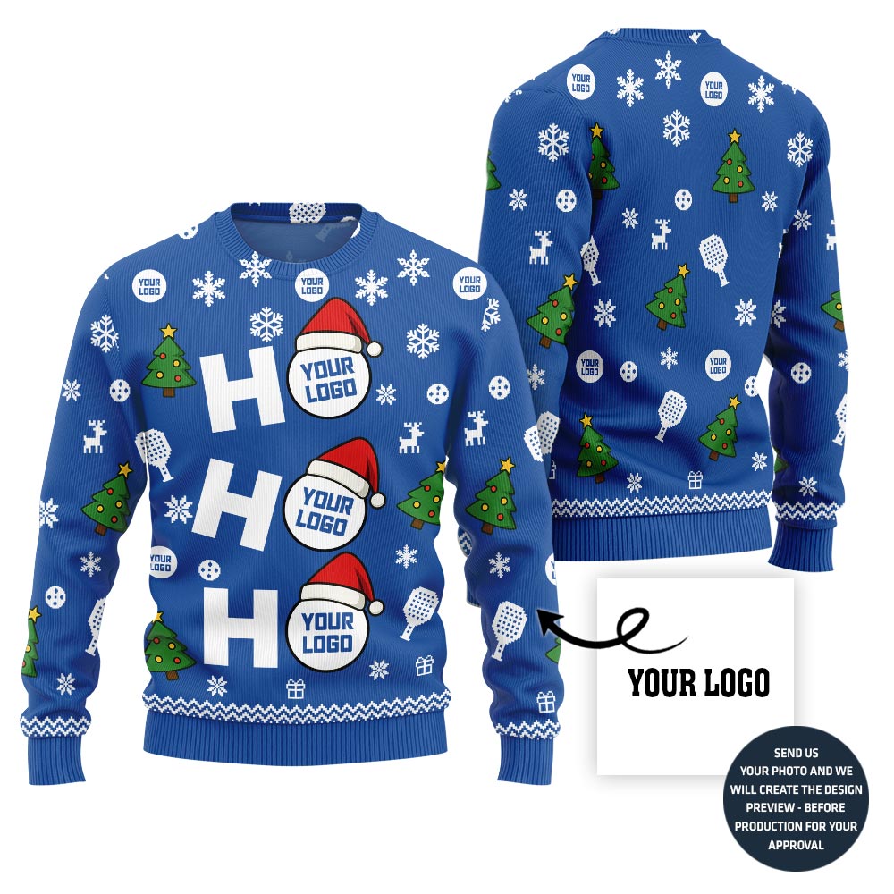 Bold Paddle Power Custom Logo Pickleball Ugly Christmas Sweater