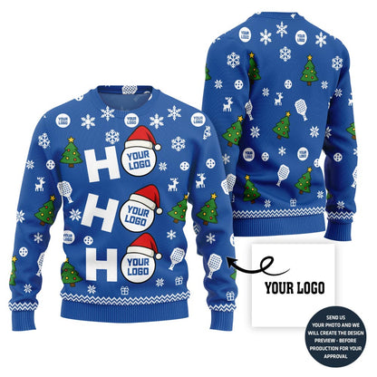 Bold Paddle Power Custom Logo Pickleball Ugly Christmas Sweater