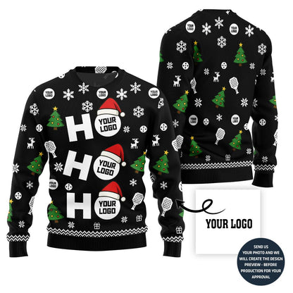 Bold Paddle Power Custom Logo Pickleball Ugly Christmas Sweater