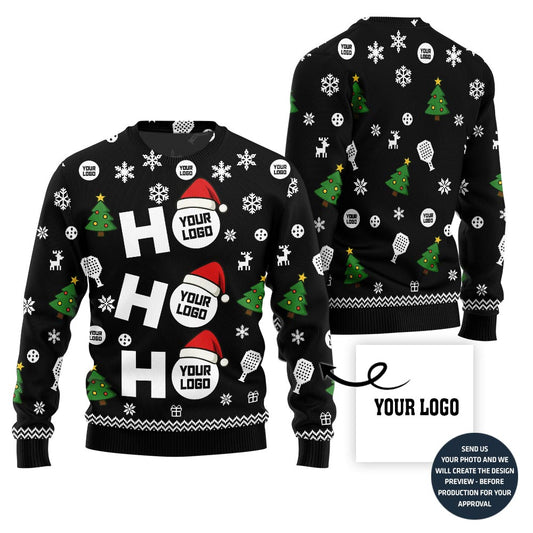 Bold Paddle Power Custom Logo Pickleball Ugly Christmas Sweater