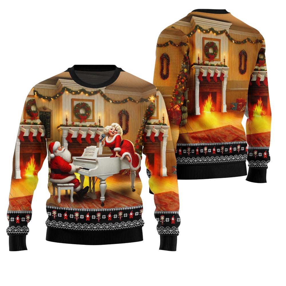 Bold Piano Claus Ugly Christmas Sweater