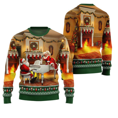 Bold Piano Claus Ugly Christmas Sweater