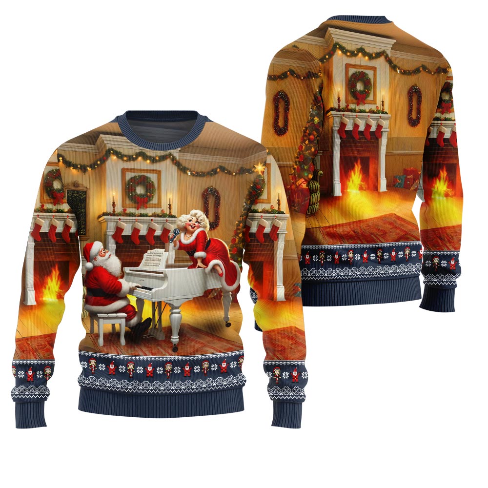 Bold Piano Claus Ugly Christmas Sweater