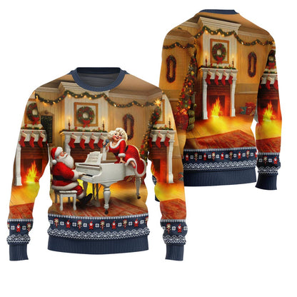 Bold Piano Claus Ugly Christmas Sweater