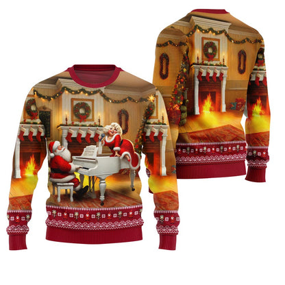 Bold Piano Claus Ugly Christmas Sweater