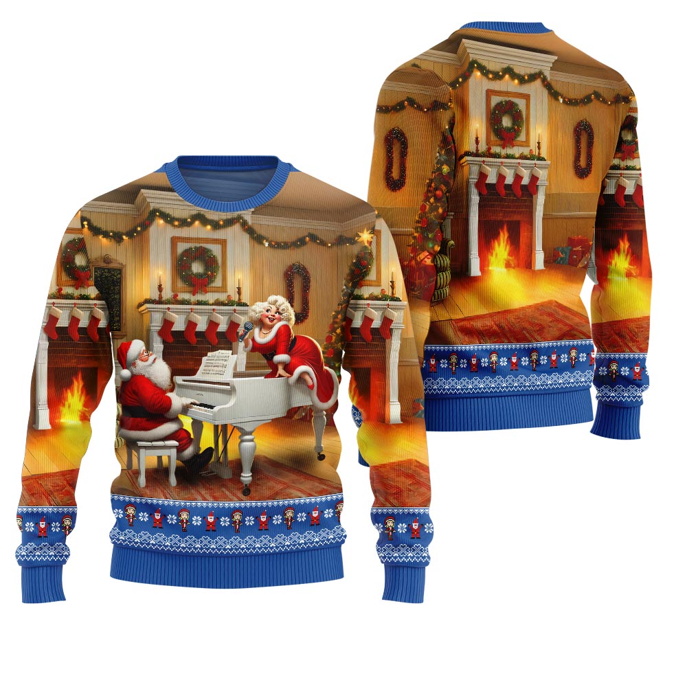 Bold Piano Claus Ugly Christmas Sweater