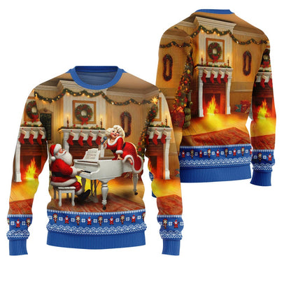 Bold Piano Claus Ugly Christmas Sweater