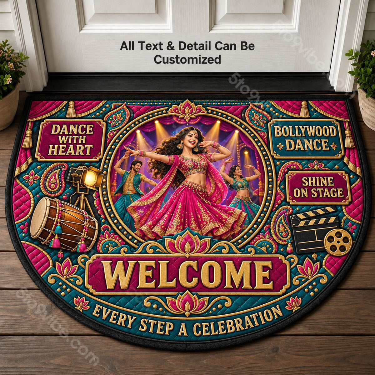 Bollywood Dance Personalized Half Round Mat | 5To9Vibe
