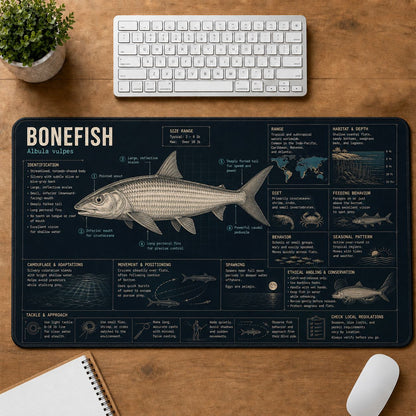 Bonefish Fishing Field Guide Desk Mat | 5To9Vibe