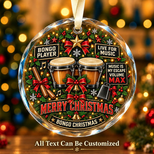Bongo Player Personalized Glass Ornament | 5To9Vibe
