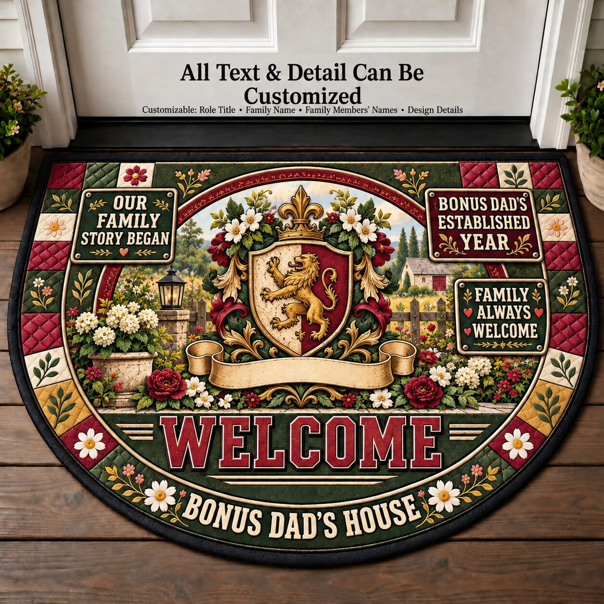 Bonus Dad's Established Year Personalized Half Round Mat | 5To9Vibe