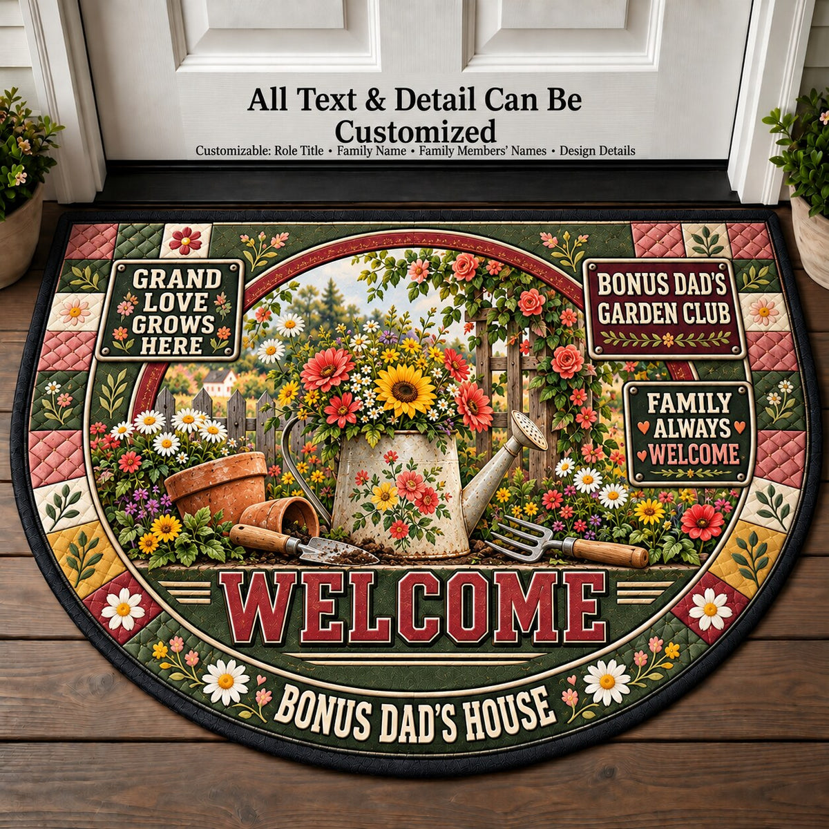 Bonus Dad's Garden Club Personalized Half Round Mat | 5To9Vibe