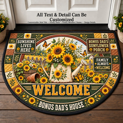 Bonus Dad's Sunflower Porch Personalized Half Round Mat | 5To9Vibe