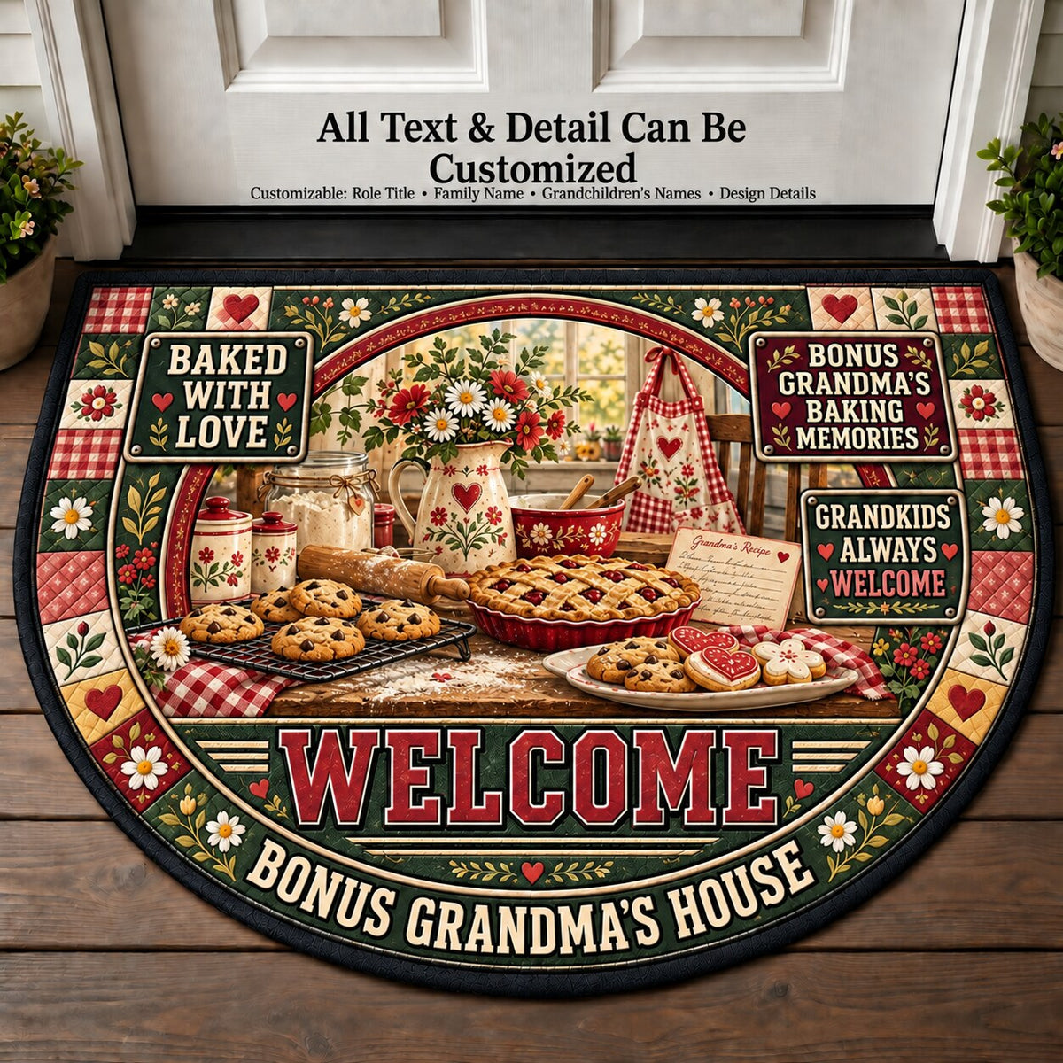 Bonus Grandma's Baking Memories Personalized Half Round Mat | 5To9Vibe