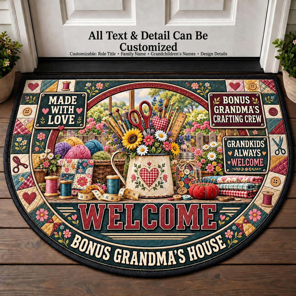 Bonus Grandma's Crafting Crew Personalized Half Round Mat | 5To9Vibe
