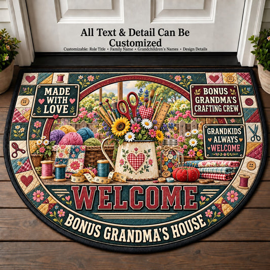 Bonus Grandma's Crafting Crew Personalized Half Round Mat | 5To9Vibe