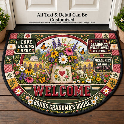 Bonus Grandma's Wildflower Welcome Personalized Half Round Mat | 5To9Vibe