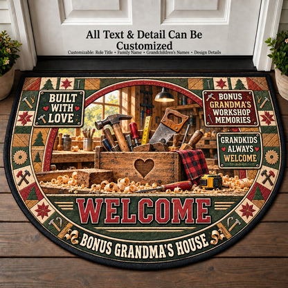 Bonus Grandma's Workshop Memories Personalized Half Round Mat | 5To9Vibe