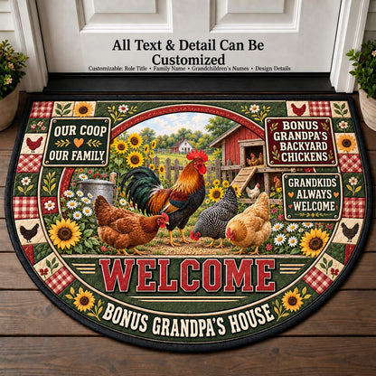 Bonus Grandpa's Backyard Chickens Personalized Half Round Mat | 5To9Vibe