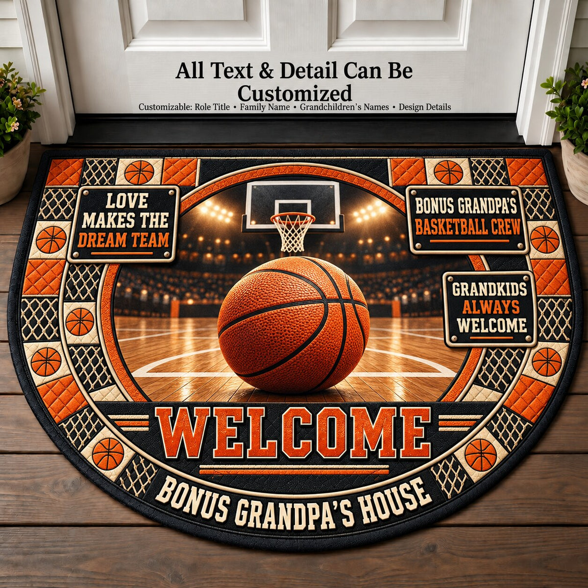 Bonus Grandpa's Basketball Crew Personalized Half Round Mat | 5To9Vibe