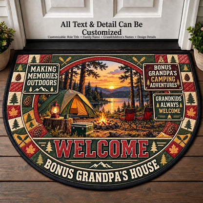 Bonus Grandpa's Camping Adventures Personalized Half Round Mat | 5To9Vibe