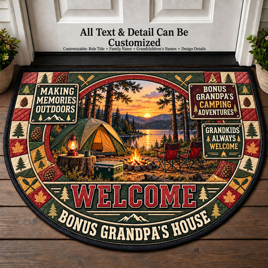 Bonus Grandpa's Camping Adventures Personalized Half Round Mat | 5To9Vibe