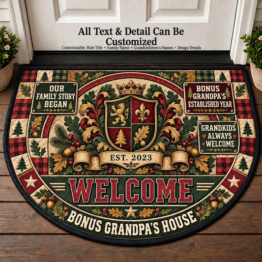 Bonus Grandpa's Established Year Personalized Half Round Mat | 5To9Vibe