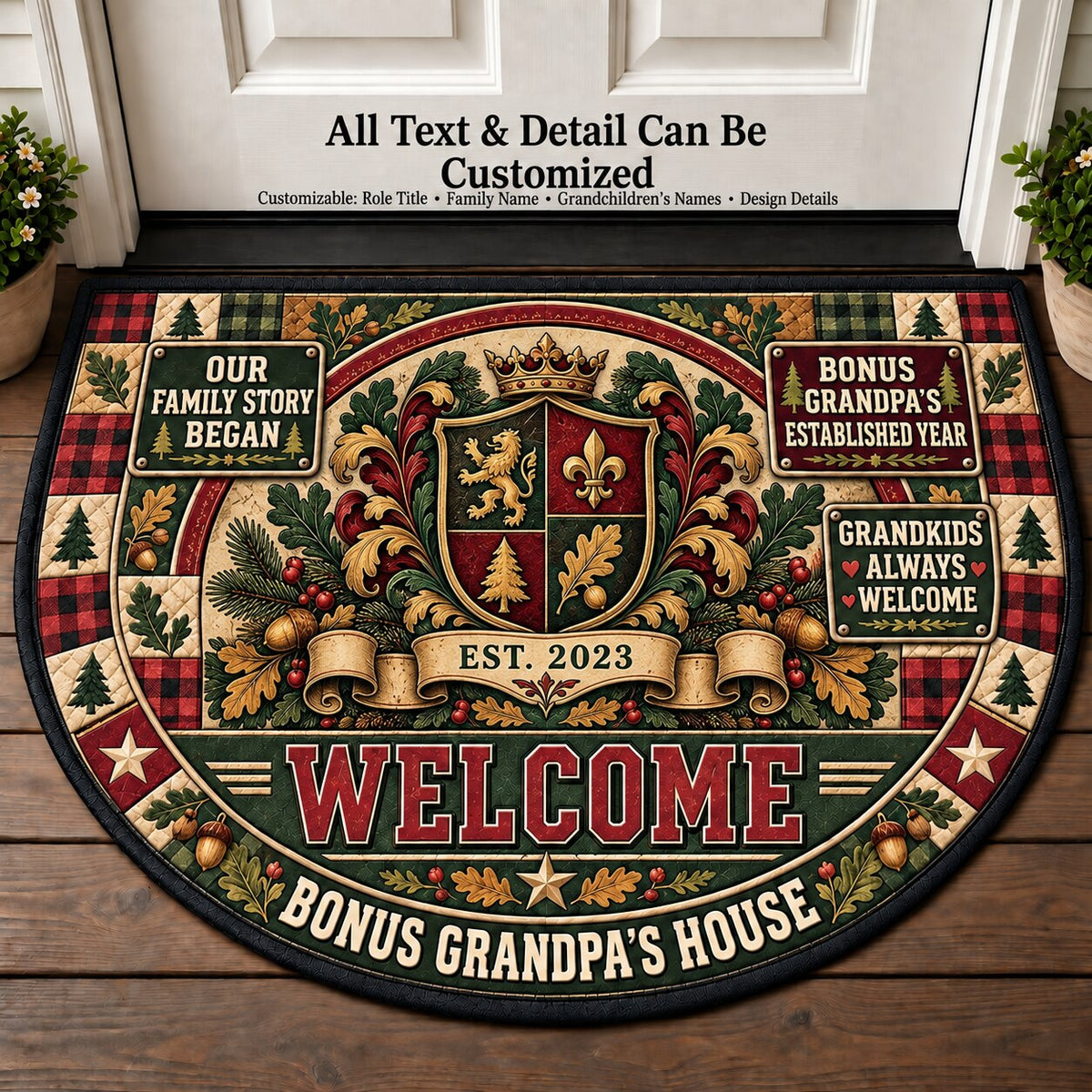 Bonus Grandpa's Established Year Personalized Half Round Mat | 5To9Vibe