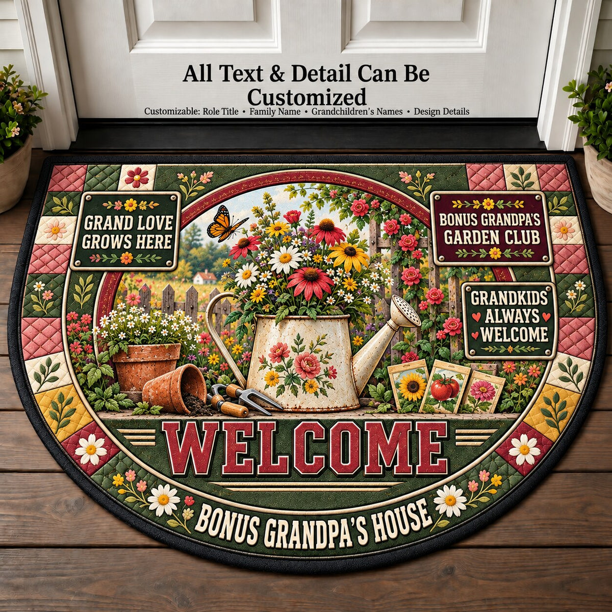 Bonus Grandpa's Garden Club Personalized Half Round Mat | 5To9Vibe