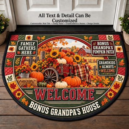 Bonus Grandpa's Pumpkin Patch Personalized Half Round Mat | 5To9Vibe